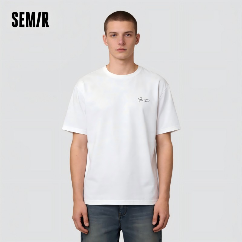  Semir Short Sleeve T-Shirt Men Round Neck Pure Cotton 2025 New Summer Style Top Versatile Fashionable Commuting Breathable 