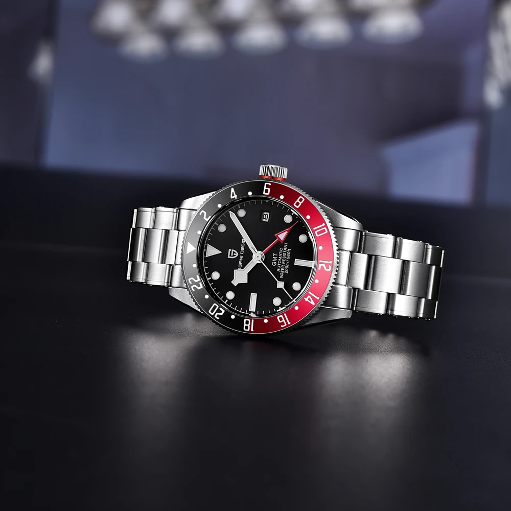 PAGANI DESIGN GMT ساعات رجالية 2026 ساعة يد ميكانيكية جديدة ساعة أوتوماتيكية للرجال إطار سيراميك AR ساعة مضيئة من الياقوت #3