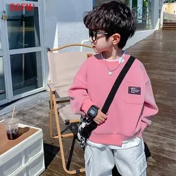 2026 Autumn Kid Tees O-neck Bottoming Patchwork Shirt Boy Casual Long Sleeves T-shirt Baby Girl Cotton Tops Sweatshirts Clothes