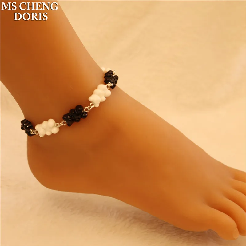 Cute Resin Gummy Bear Chain Anklet Candy Color Chain Foot Chain Jewelry for Women&Girl Daily Jewelry Party Gifts