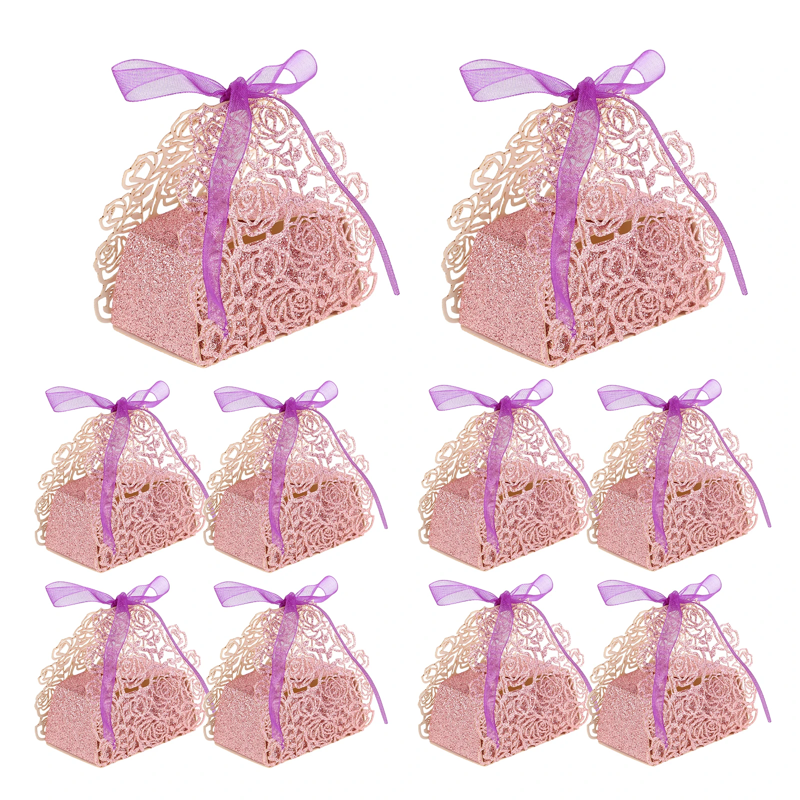 กล่องใส่ขนมงานแต่งงาน สีโรสโกลด์ หรูหรา ของชำร่วยงานเลี้ยง สำหรับงานหมั้นและงานแต่งงาน บรรจุภัณฑ์ของขวัญ