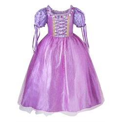 PRINCESS-VALLEY Girls Rapunzel Costume Princess Dress Up Clothes for Birthday Halloween Cosplay, Purple