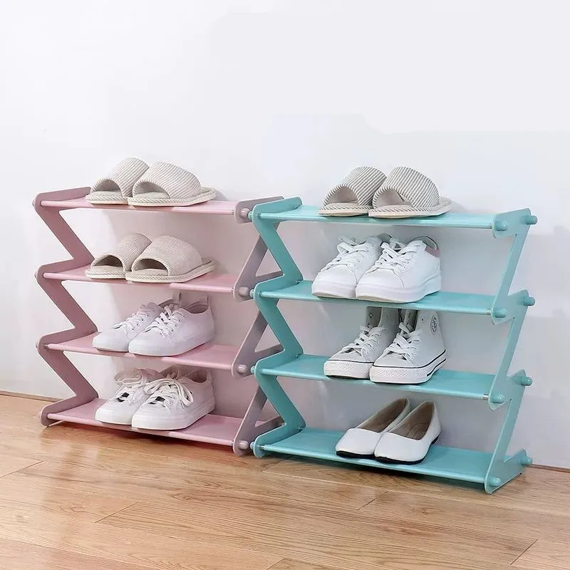 3/4-Layer Dustproof Shoe Rack Multifunctional Stainless Steel Shoe Storage Rack Household Solid Color Decorative Shoe Rack LF699