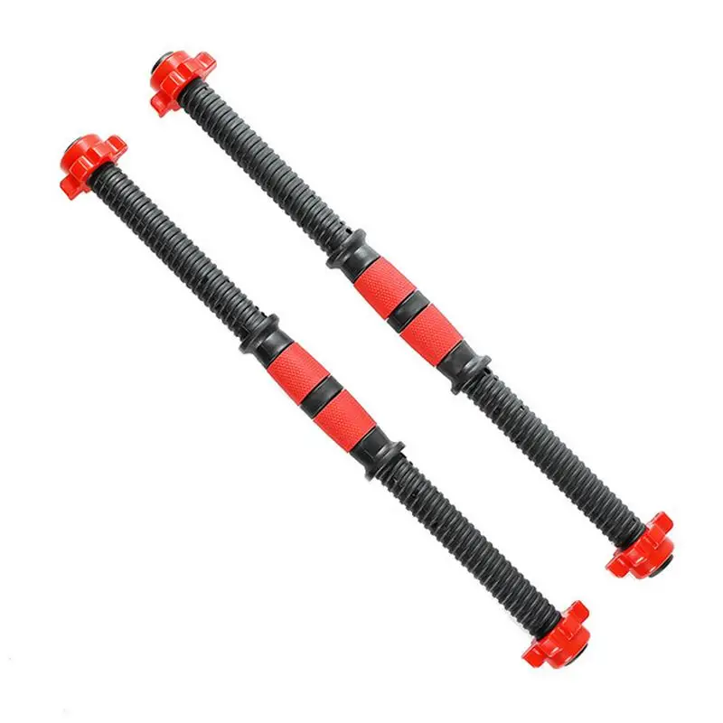 1Pair 35cm Dumbbell Handles Durable Threaded Barbell Bars with 4pcs Spin-Lock Collars for Weightlifting Training Workout