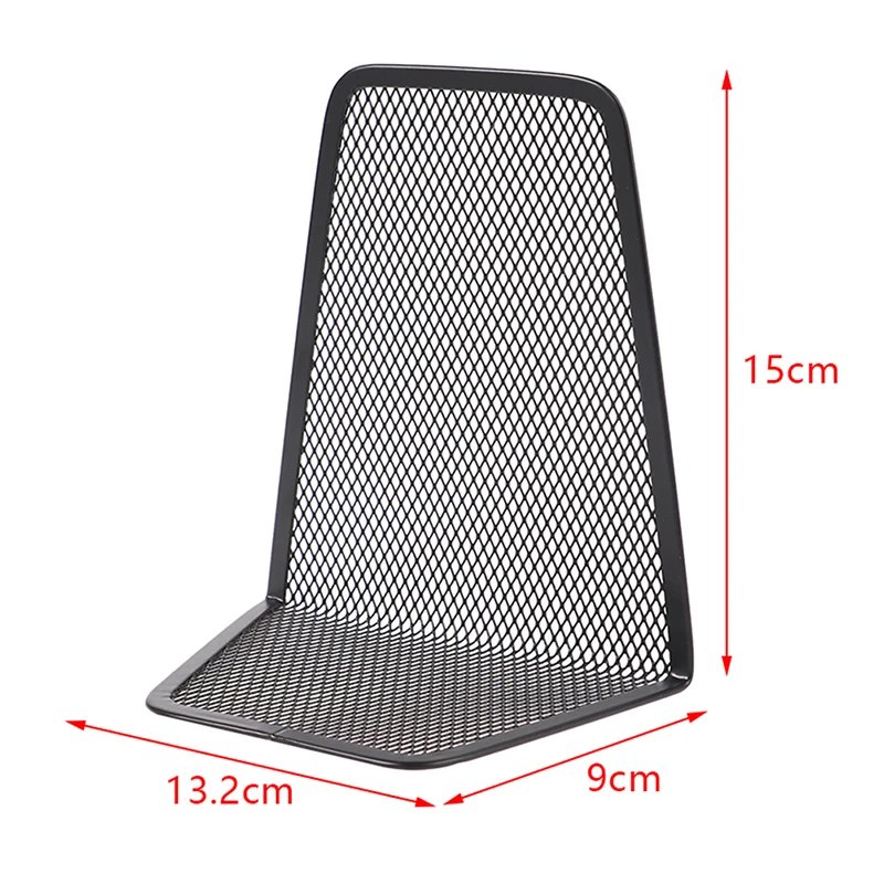 Metal Mesh Desk Organizer, Book Holder, Preto Bookends, Acessórios de escritório, Desktop, Casa, 1 Par