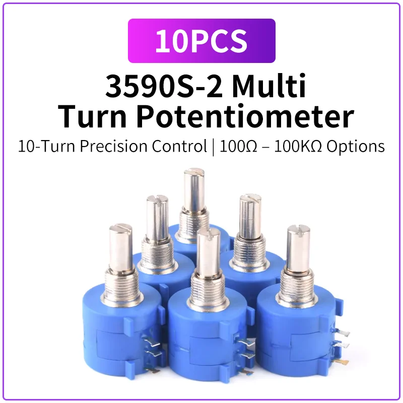 

10 шт. многооборотных проволочных потенциометров 3590S-2 100R 200R 500R 1K 10K 20K 50K 100K, регулируемый резистор