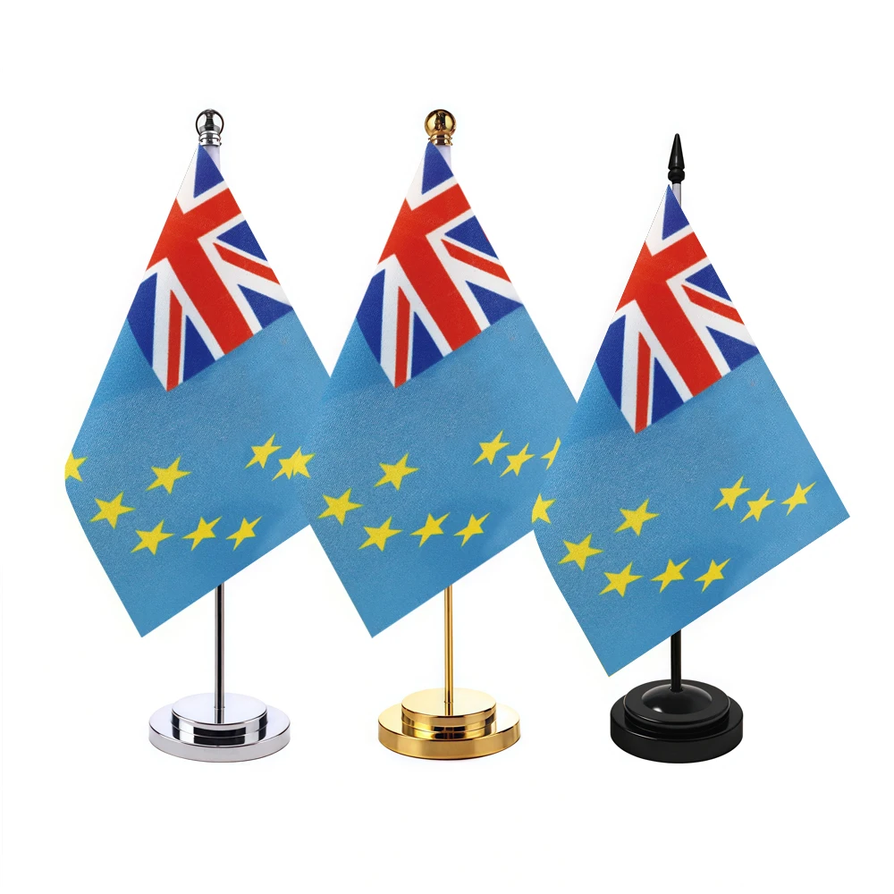 CYPOMELO office desk flag Tuvalu flag 14x21cm Tuvalu desktop small decorative flag (with flagpole)