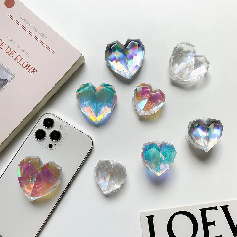 Korea 3D Laser Geometric Heart Shape GripTok Folding Mobile Phone Stand Cell Phone Holder Grip Tok Support for IPhone Samsung