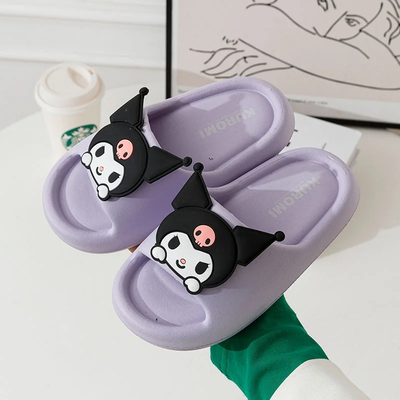 Cute Sanrio Kuromi Summer Slippers My Melody Cinnamoroll Summer Non-slip Home Bathroom Sandals Parent-child Outdoor Beach Shoes images - 6