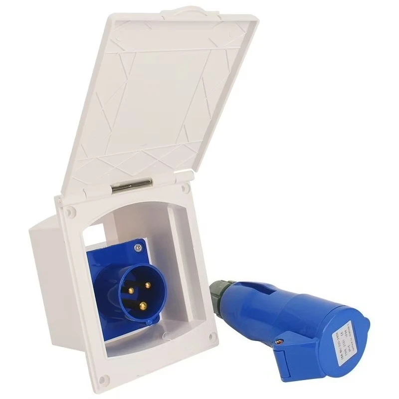 220V-240V 16A RV Power Outlet Box Lockable Enclosed Electrical Socket Panel Marine Power Inlet Port for Camper Caravan