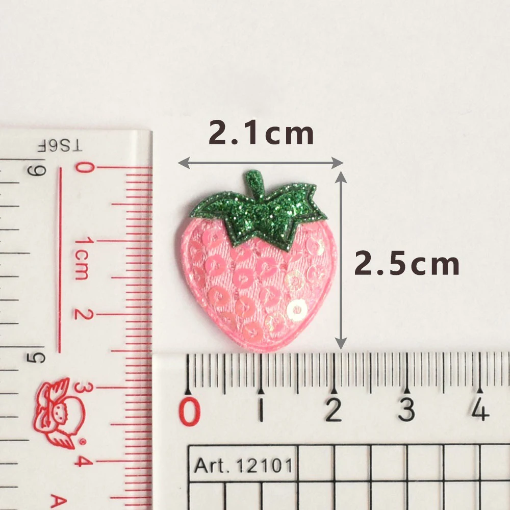 20Pcs Sequined Strawberry Patch Sewing Appliqued Sew on Clothes Motif Badge Repair