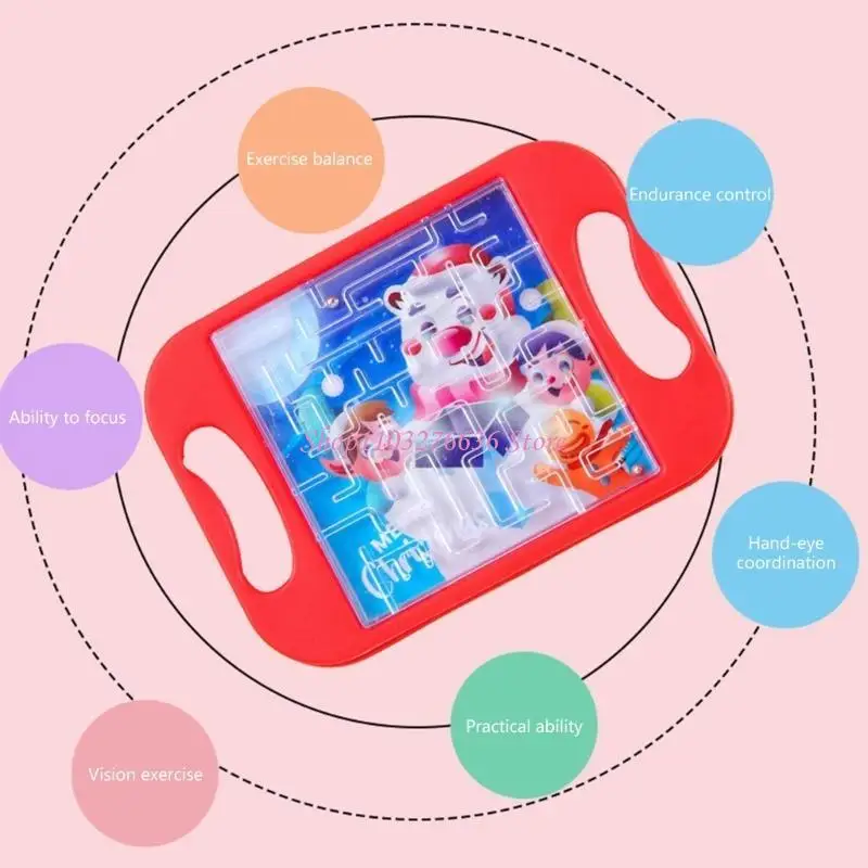R6FD Cartoon Balance Beads Maze Toy Handheld Balance Balls Maze Board Kids Birthday Parties Favor Christmas Gift Bag Filler