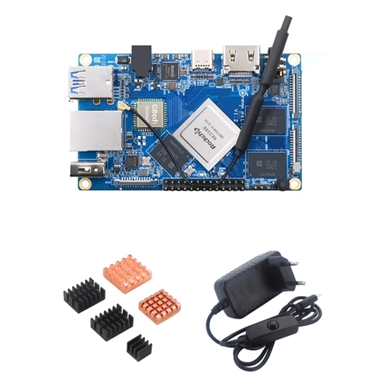 

For Orange Pi 4 LTS Development Board RK3399 Chip Motherboard 4G Memory 16G EMMC With Heat Sink+Power Adapter