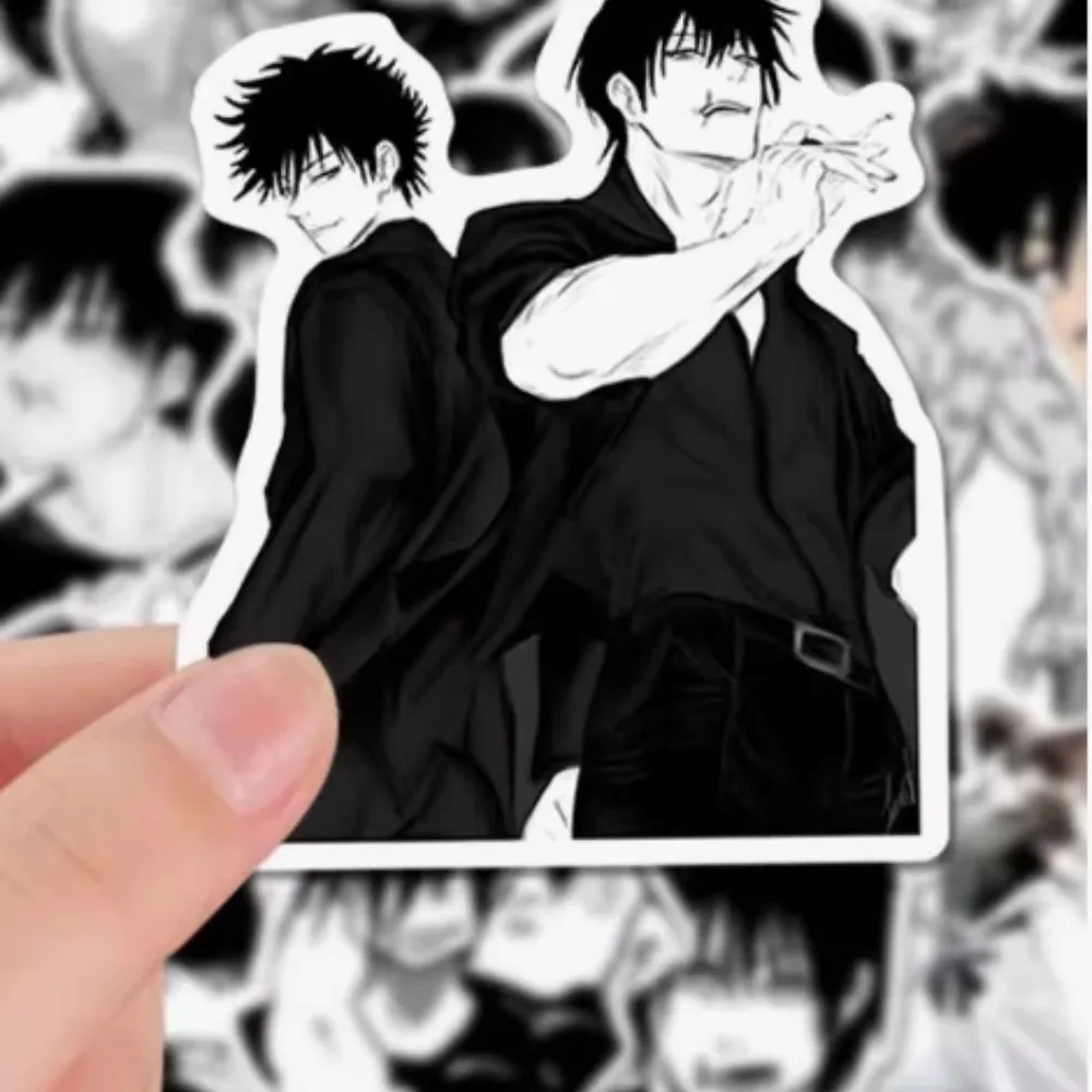 49 pçs arte preto e branco j-ujutsu kaisen adesivos legal fushiguro toji adesivo decoração carro portátil telefone presente