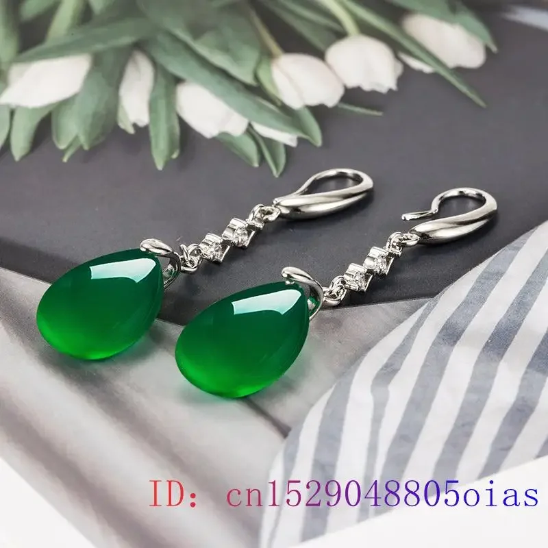 Jade Water droplet Earrings for Women Green Fashion Jewelry Gemstones Natural Chinese Charm Real Charms 925 Silver Luxury