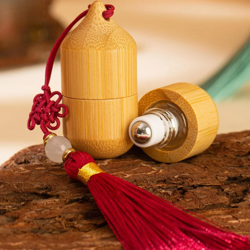 1 مل زجاجة موزع زجاجية من الخيزران للزيوت العطرية زجاجة رول-أون مقاومة للضوء لتعبئة العطور #4