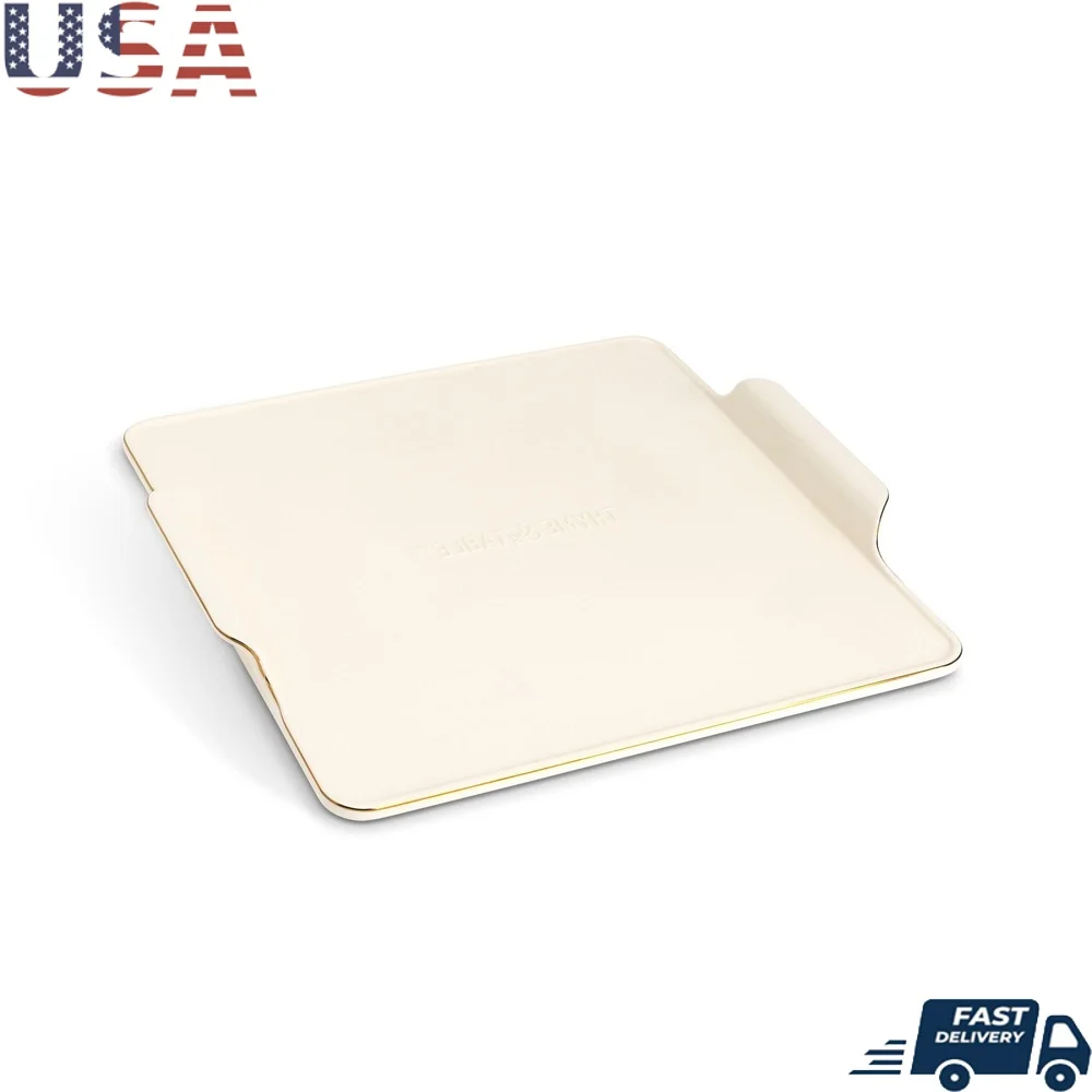 

15 Inch Ceramic Baking Stone with Handles Non-Stick Oven Safe Pizza Cookies Roasting Vegetables Easy Clean Microwave Dishwasher