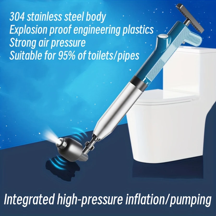 Toilet Plunger High Pressure Air Drain Blasting Pump Dredge for Kitchen Bathroom Clogged Pipes Sinks Floor Drains