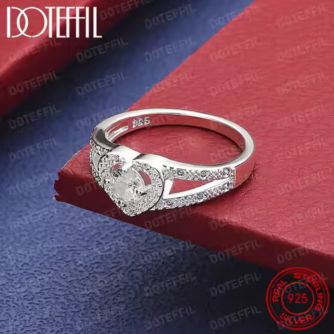 925 Sterling Silver Heart AAA Zircon Ring For Woman Fashion Wedding Engagement Party Gift Charm Jewelry