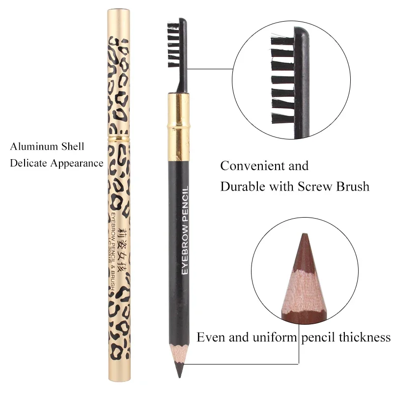 MakeUp 24 Hour Double Head Eyebrow Pencil Waterproof Long-lasting No Blooming Eye Brow Tattoo Pen Makeup Tool Black Brown Coffee