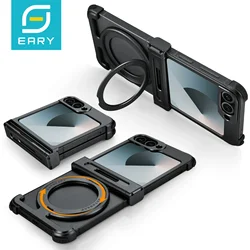 Eary for Samsung Galaxy Z Flip 7 6 Phone Case for Magsafe Wireless Charging 360°Rotatable Stand Built-in Front Screen Protector