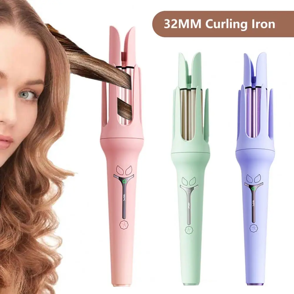 Ceramic Coated Hair Curler 32mm Automatic Curling Iron with 3 Temperature Settings Fast Heating Ceramic Hair Curler for Women