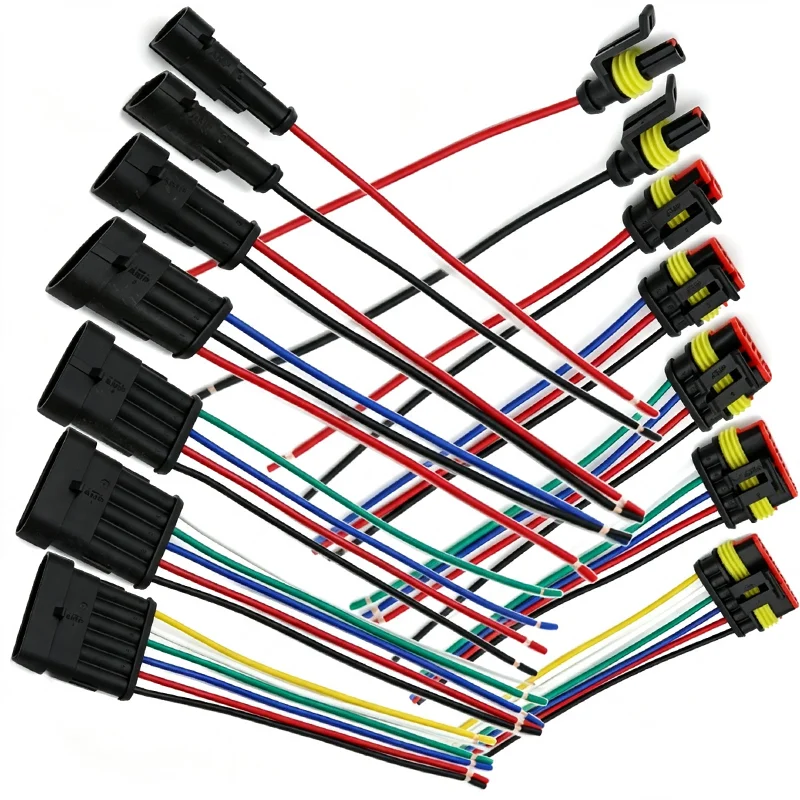 1Set 1-6Pin Male Female Pair Plug Wiring Harness 16CM Pre-crimped Wire Waterproof Dustproof  Wiring Modification Car Motorcycle