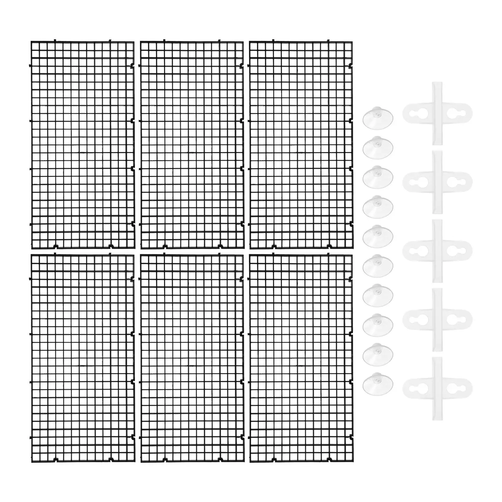 16pcs Tank Divider Set Black Grid Partition Plastic Aquarium Food Grade Material Baby Protector Disease Prevention