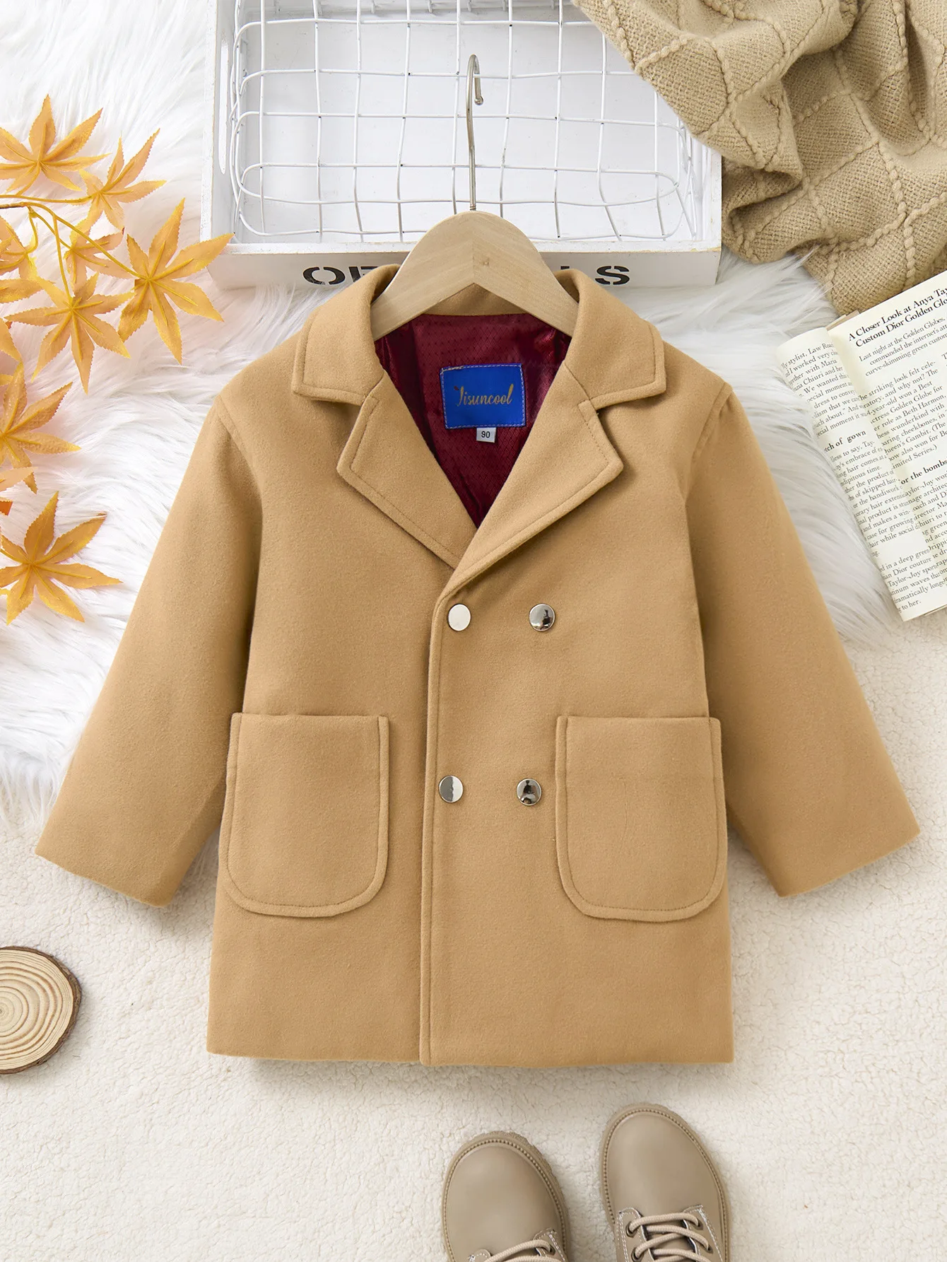 

Рождественское зимнее теплое шерстяное пальто цвета хаки для мальчиков и девочек, шерстяное пальто для детской фотографии, школьная детская ветрозащитная уличная куртка, От 3 до 11 лет