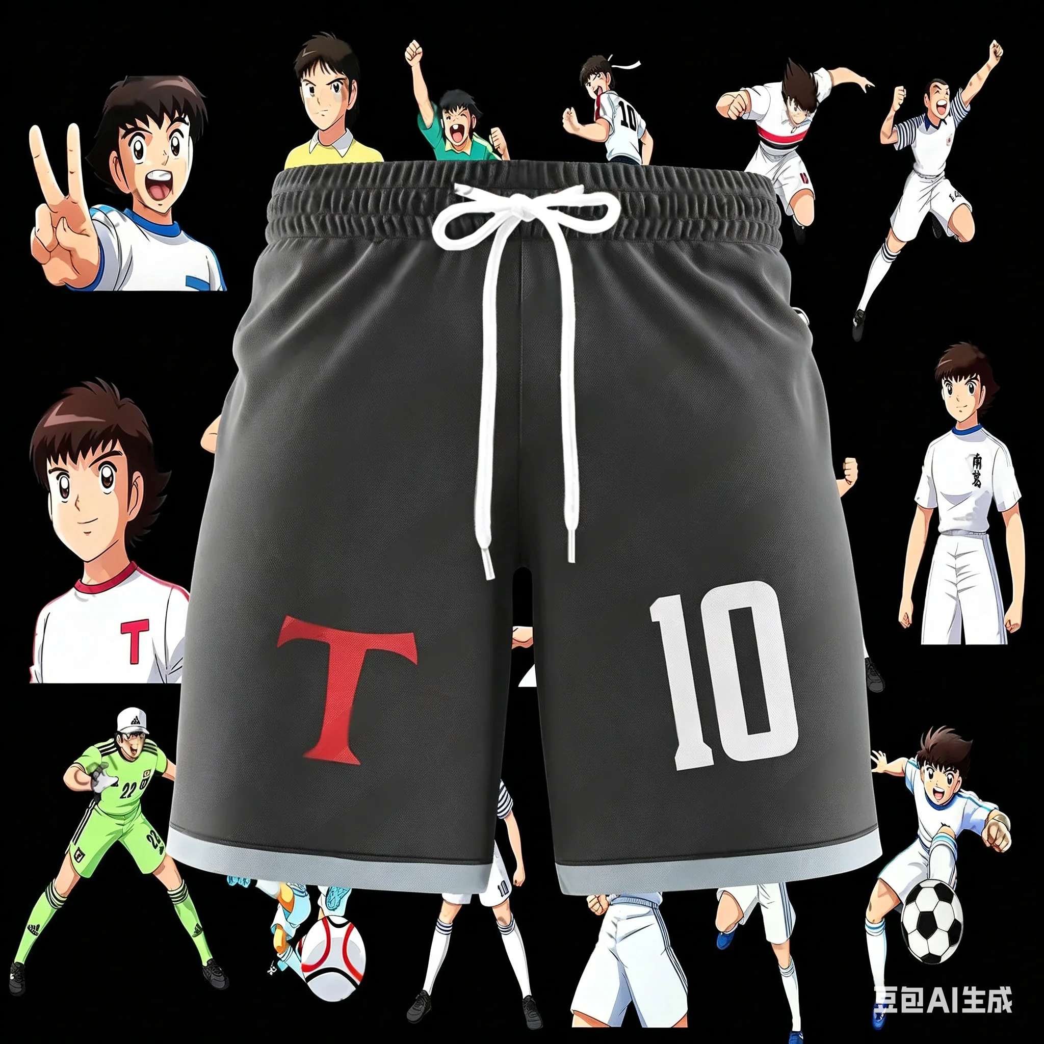 3D Captain Tsubasa School Nanjin Rugby Benji Football Team sport Quickdry Breatha Men Beach Pants Outdoor Street Casual Shorts