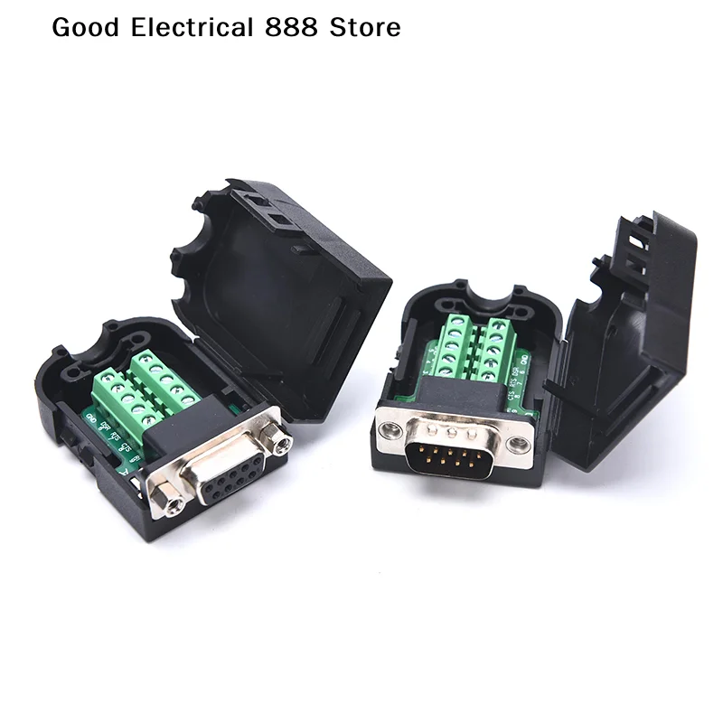 DB9 Serial COM Transfer-free Solder Terminals RS232 Female Male Connector With Back Side Screw Nut D-SUB Solderless Connectors