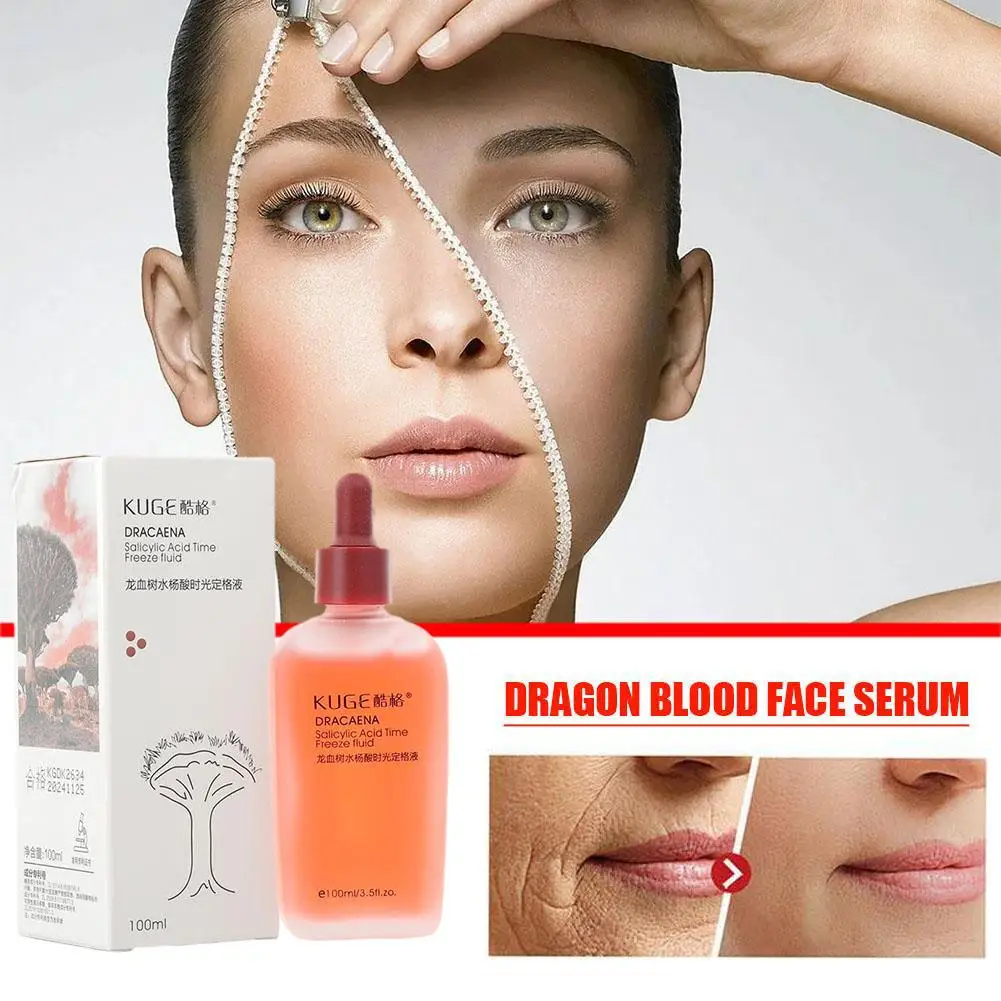 Dragon Blood Time Freeze Fluid antienvejecimiento, suero hidratante para rejuvenecimiento facial, iluminador de 1 piezas, finamente N5P4 tonifica la piel, 100ml