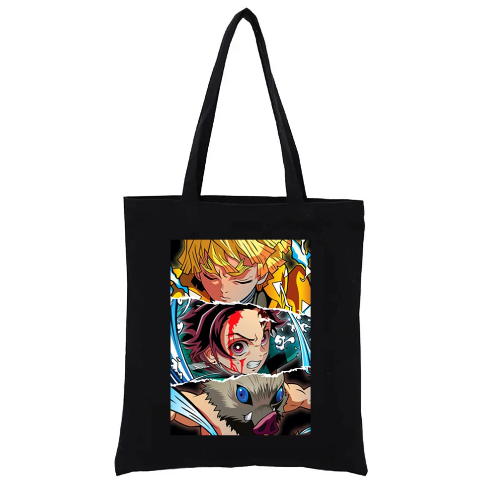 Demon Slayer Anime Eyes Graphic Tote Bag, Demon Slayer Print Shoppong, bolsos de mano para mujer, bolsos Shopper Totebag, moda divertida