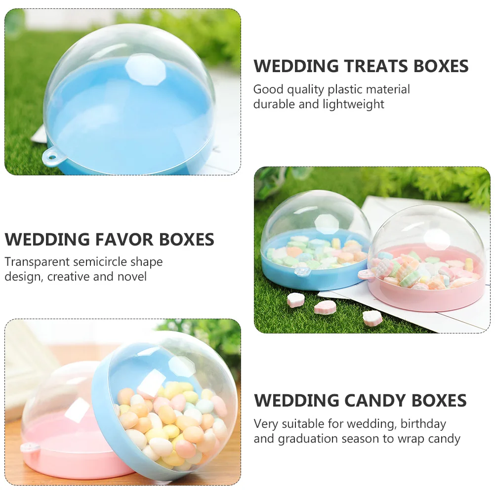 

12pcs Plastic Gift Transparent Semicircle Wedding Candy Boxes Durable Lightweight Party Treats Boxes Birthday Graduation