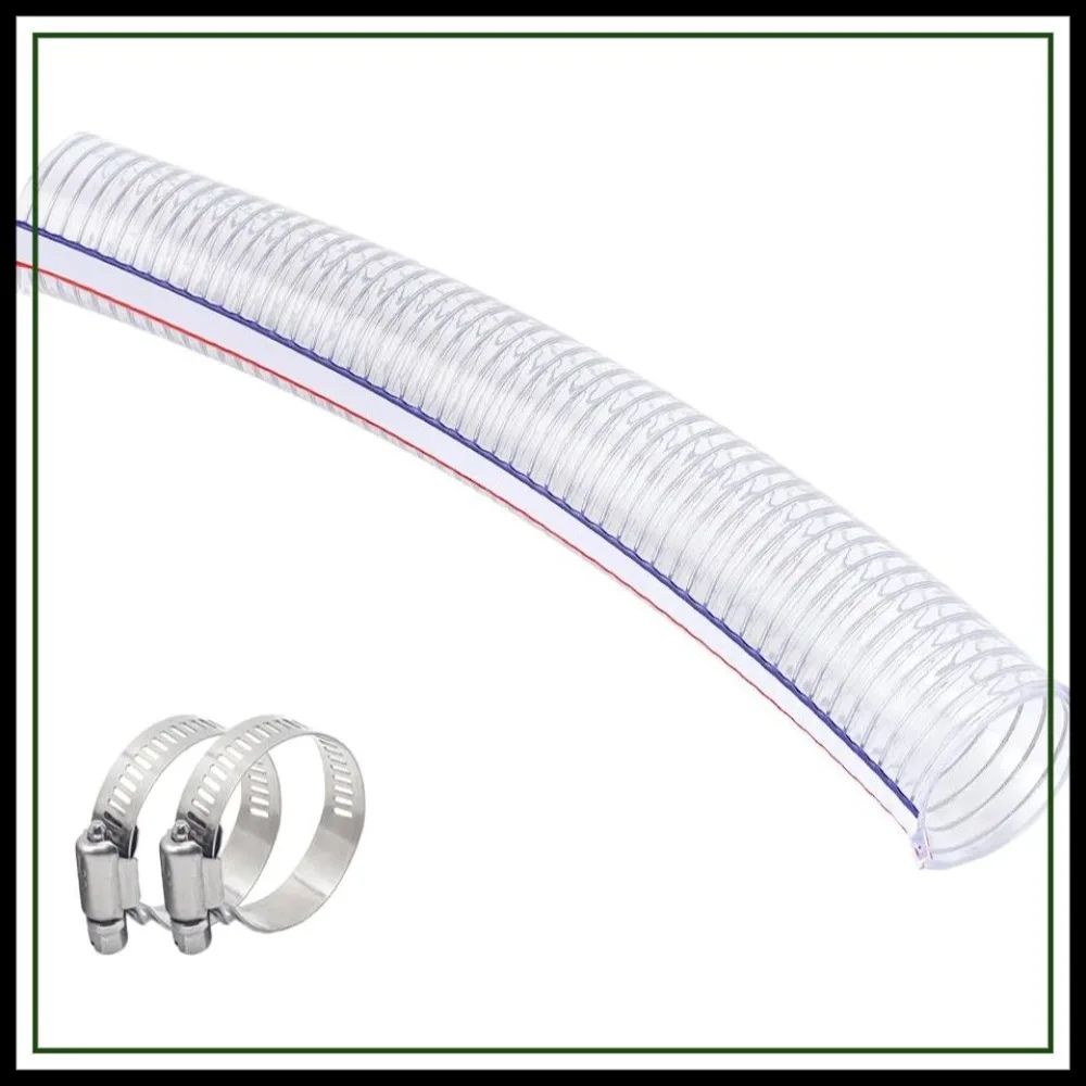 

Heavy-Duty Steel Wire Suction PVC Flexible Tubing, 2" ID x 2-1/4" OD, 1.3 FT, UV Chemical Resistant Thick Vinyl Hose