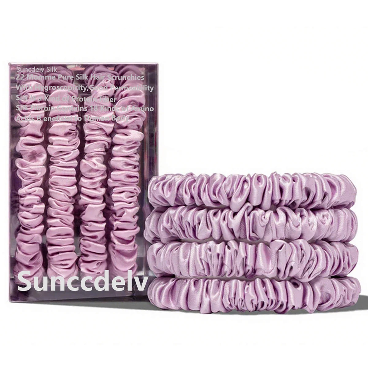 

4 шт., 100% шелковые фиолетовые резинки для волос, резинки для волос высокого качества (22Momme), резинки для волос для женщин и девочек, аксессуары для волос
