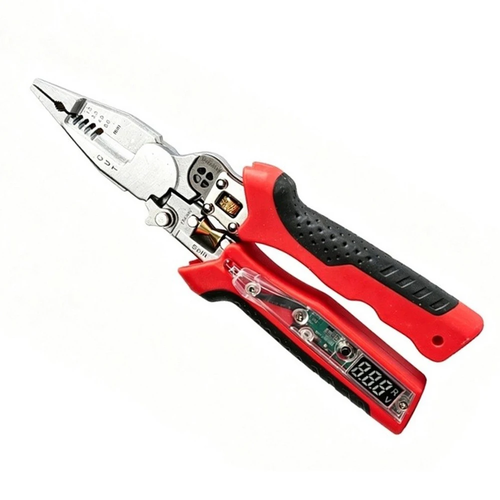 Electrician Pliers Rechargeable with Continuity Test Function Strip Crimp Voltage Detector for Wires 2mm to 12mm