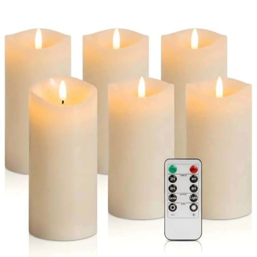 

Беспламенные светодиодные свечи 3x6 дюймов с пультом ДУ, имитация мерцающих свечей из настоящего воска на батарейках для Дня святого Валентина