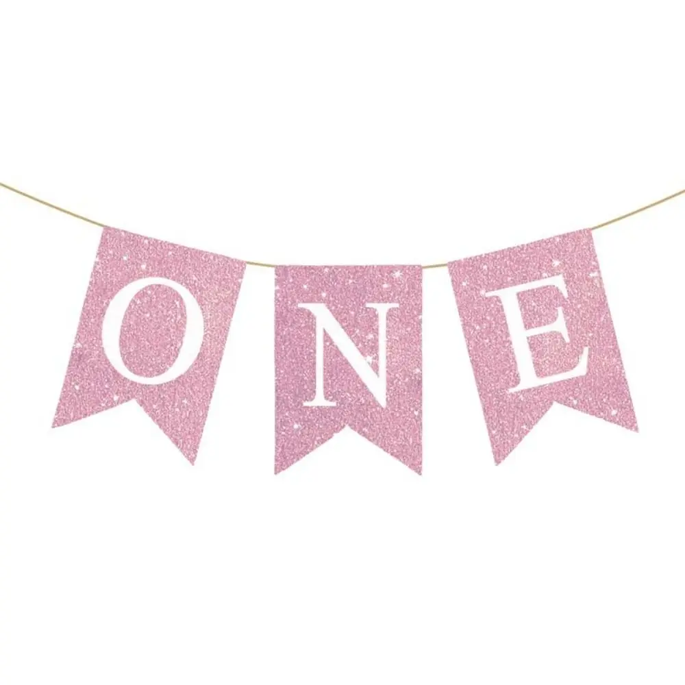 Fishtail Flag ONE Letter Burlap ONE Garland Paper Hanging Birthday Bunting Exquisite Festive Chair Flag Banner Birthday Party