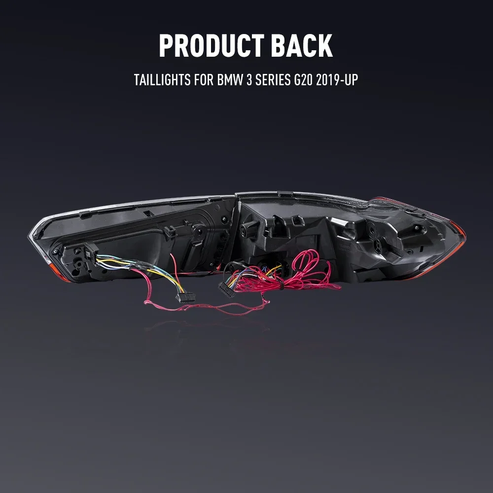زوج من أضواء خلفية LED لسيارات BMW 3 Series G20 2019-up DRL عكس الفرامل إشارة دوران السيارة الخلفية الذيل ضوء الجمعية التوصيل والتشغيل