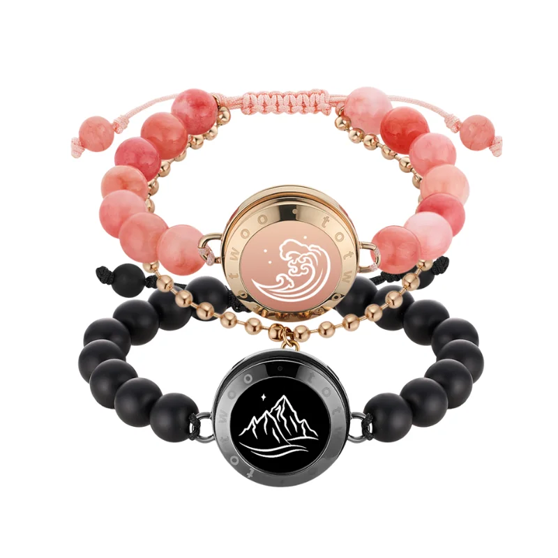 Pulseras TOTWOO Pulsera táctil de larga distancia para parejas, joyería de emparejamiento Bluetooth con vibración y luz
