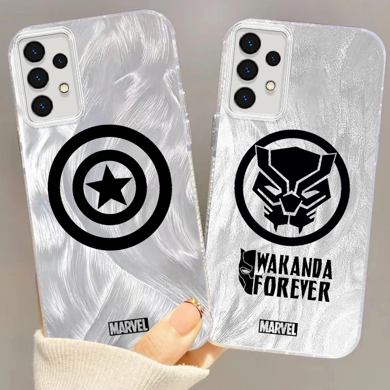 

Marvel Thor Iron Man Logo For Samsung A73 A72 A71 A55 A54 A53 A52 A51 A35 A34 A32 A13 A12 A05 A04 5G Feather Yarn TPU