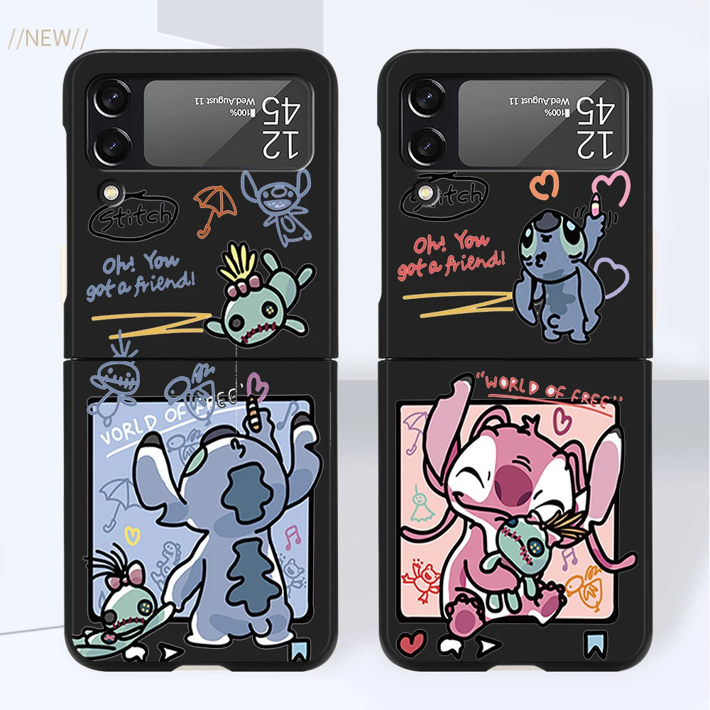 Protection Case for Samsung Galaxy ZFlip3 Z Flip 4 Z Flip 3 ZFlip6 5G Disney Lilo Stitch Bumper ZFlip4 zflip Black Hard PC Funda