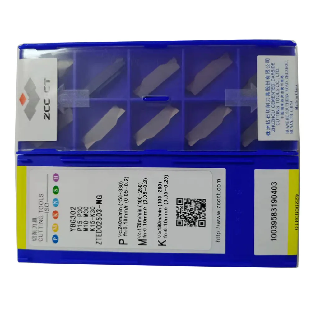 Sisipan Grooving Karbida ZTED02503-MG YBG302 Asli untuk Baja Tahan Karat dan Besi Cor