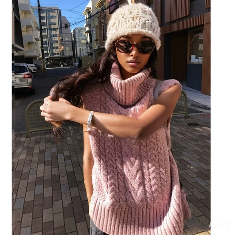 

Новый вязаный свитер без рукавов с воротником, жилет для женщин, осень/зима 2022, повседневный вязаный топ, женские свободные топы на бретелях, свободные универсальные