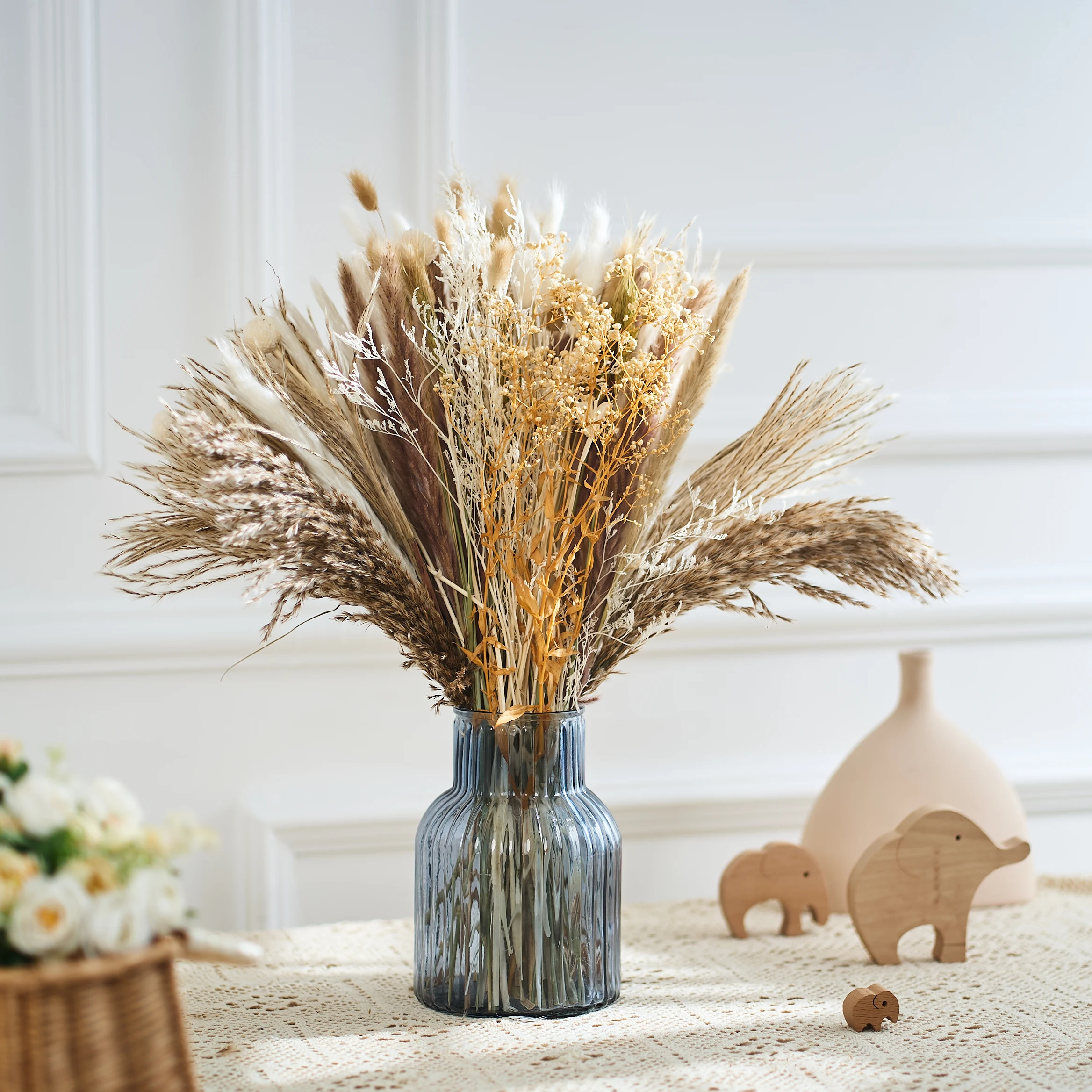 Luxury Flower Decoration Environmental Friendly Natural Dried Phalaris Flowers Decorative Gem Grass Bouquet Wedding Party Decor