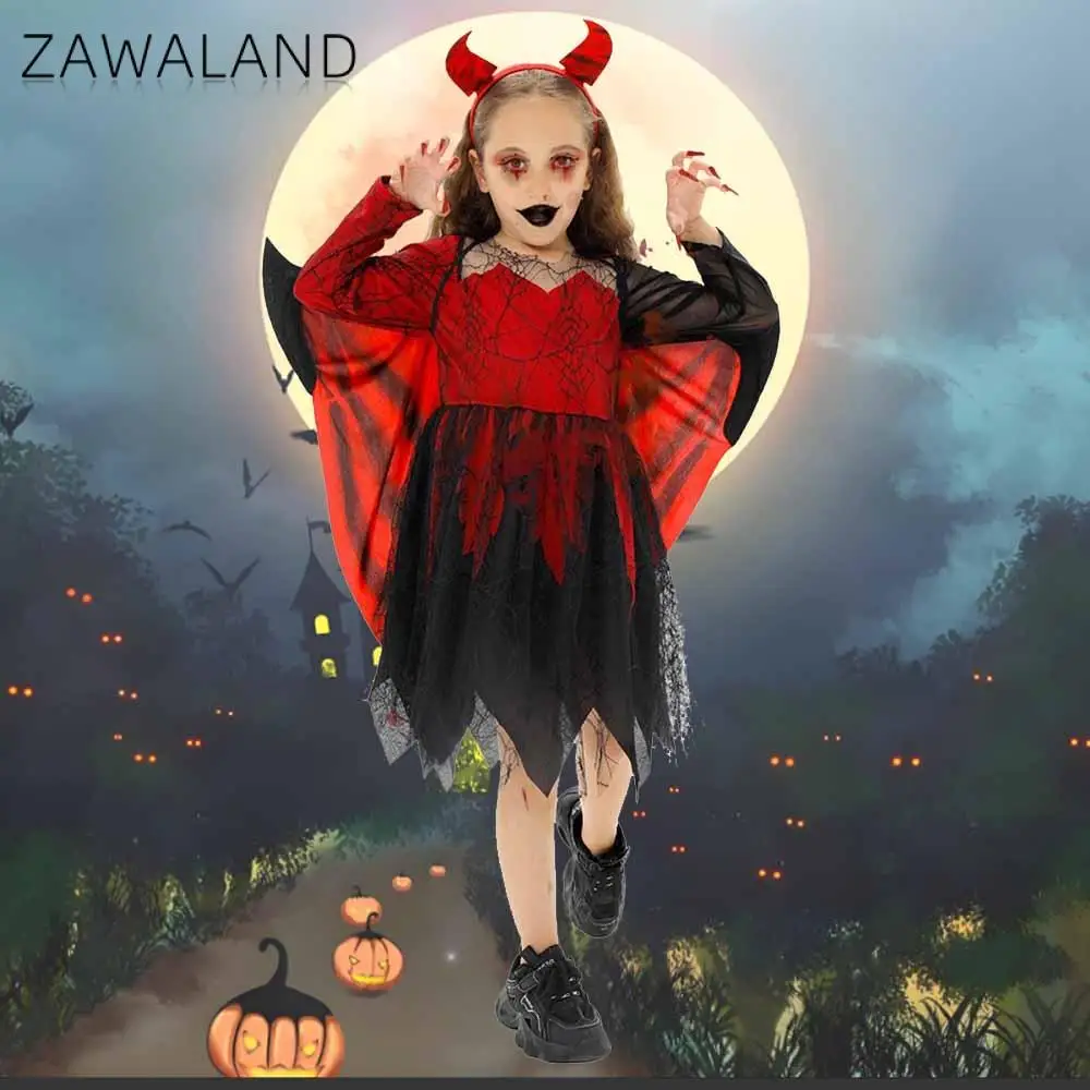 

Girl Devil Dress Halloween Witch Cosplay Costumes Children Holiday Role-Playing Stage Performance Outfits Vampire Fancy Dress