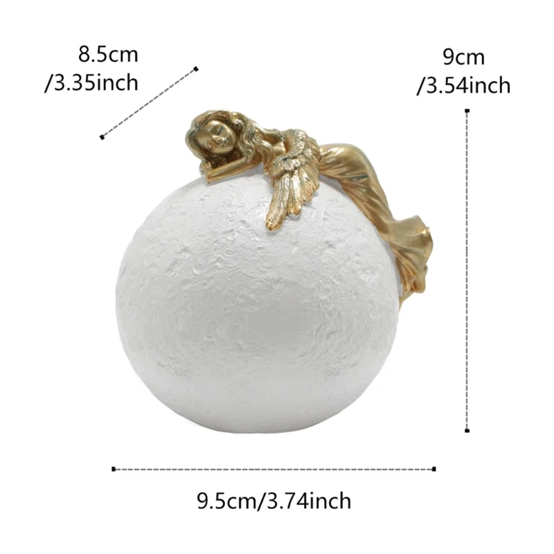 Elegant Angelic On Moon LED Night Light Resins Statue 3D Bedroom Desktop Decors Dropshipping