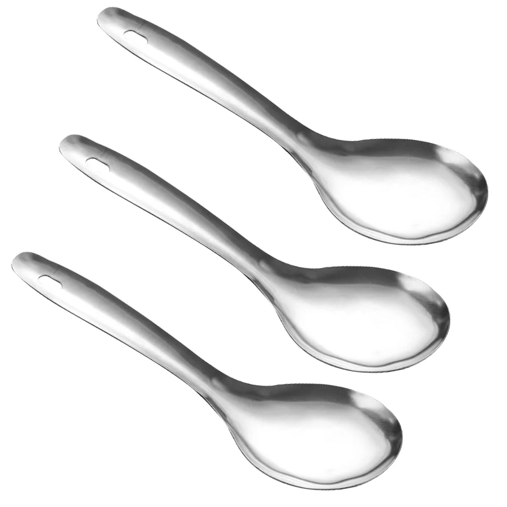 

3 Pcs Household Spoon Rice Serving Utensils Metal Spoons Potato Food Service Dinnerware