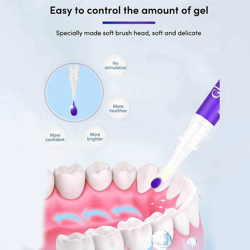 3Pcs Teeth Whitening Pen Purple Formula Tooth Stain Cleaner Oral Hygiene Care No Sensitivity Tool
